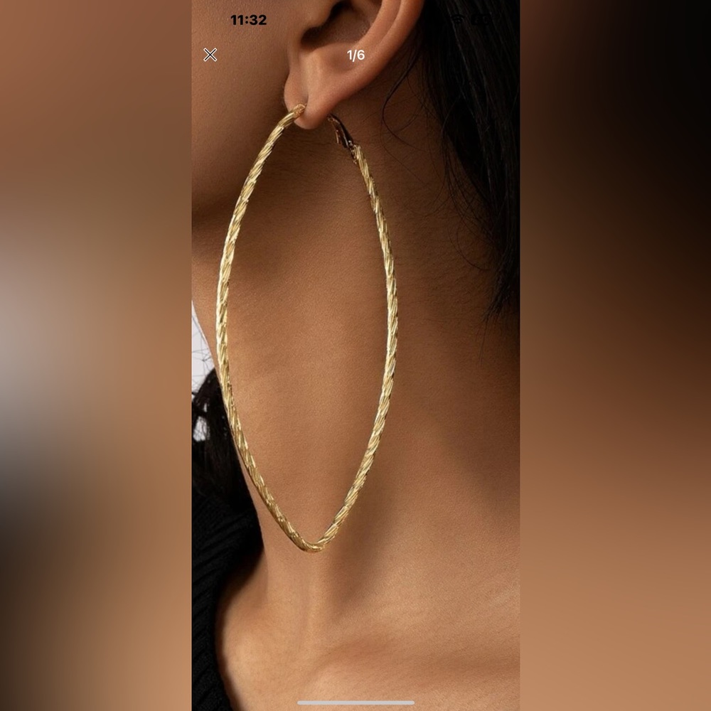 Gold Tone Textured Hoops